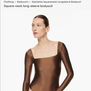Aritzia satinette Squareneck Longsleeve Bodysuit